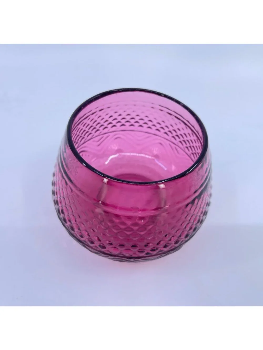 pilgrim cranberry glass open sugar bowl features bennington pattern